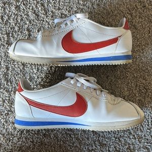 White & Red Nike Classic Cortez